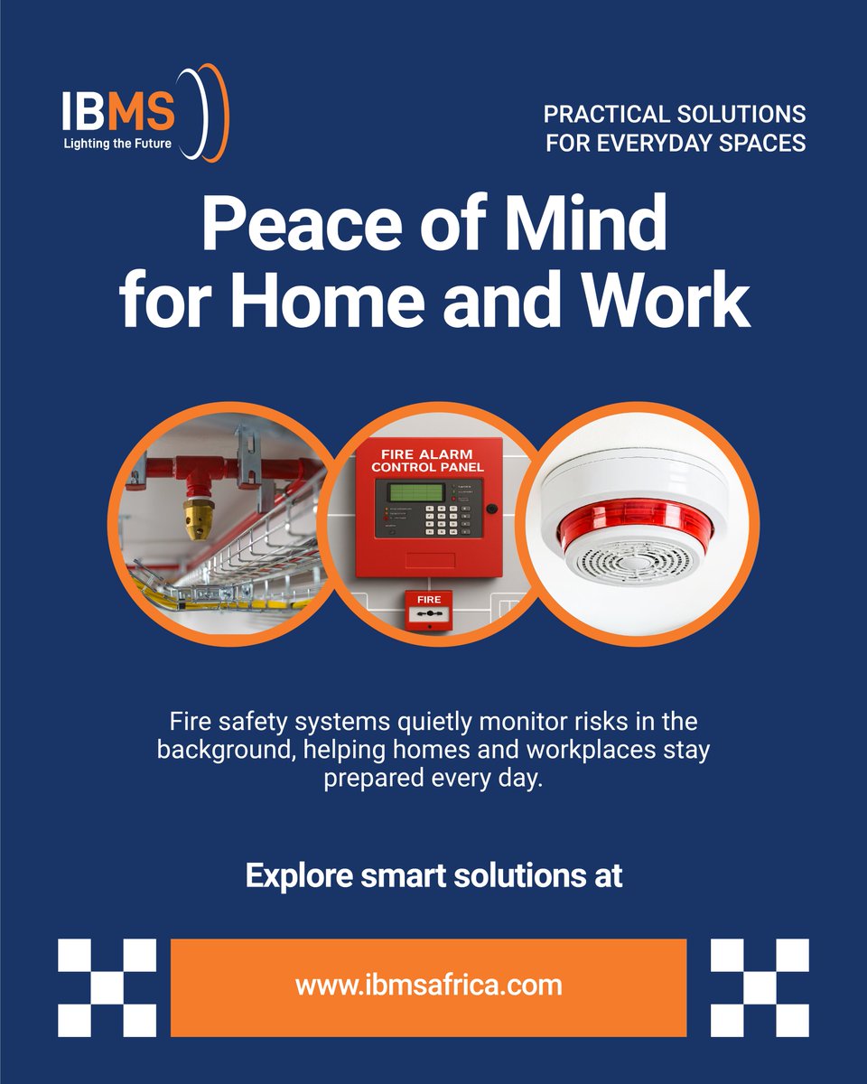 ibmsafrica's tweet photo. The most important role of fire and safety systems is protecting people. Clear alerts, early detection, and proper safety measures help reduce risk and support calm responses when it matters most.
π Discover more
π https://t.co/Qfagn2d1IX
#FireAndSafety #PeopleFirst #IBMS https://t.co/x9QqAmZPEG