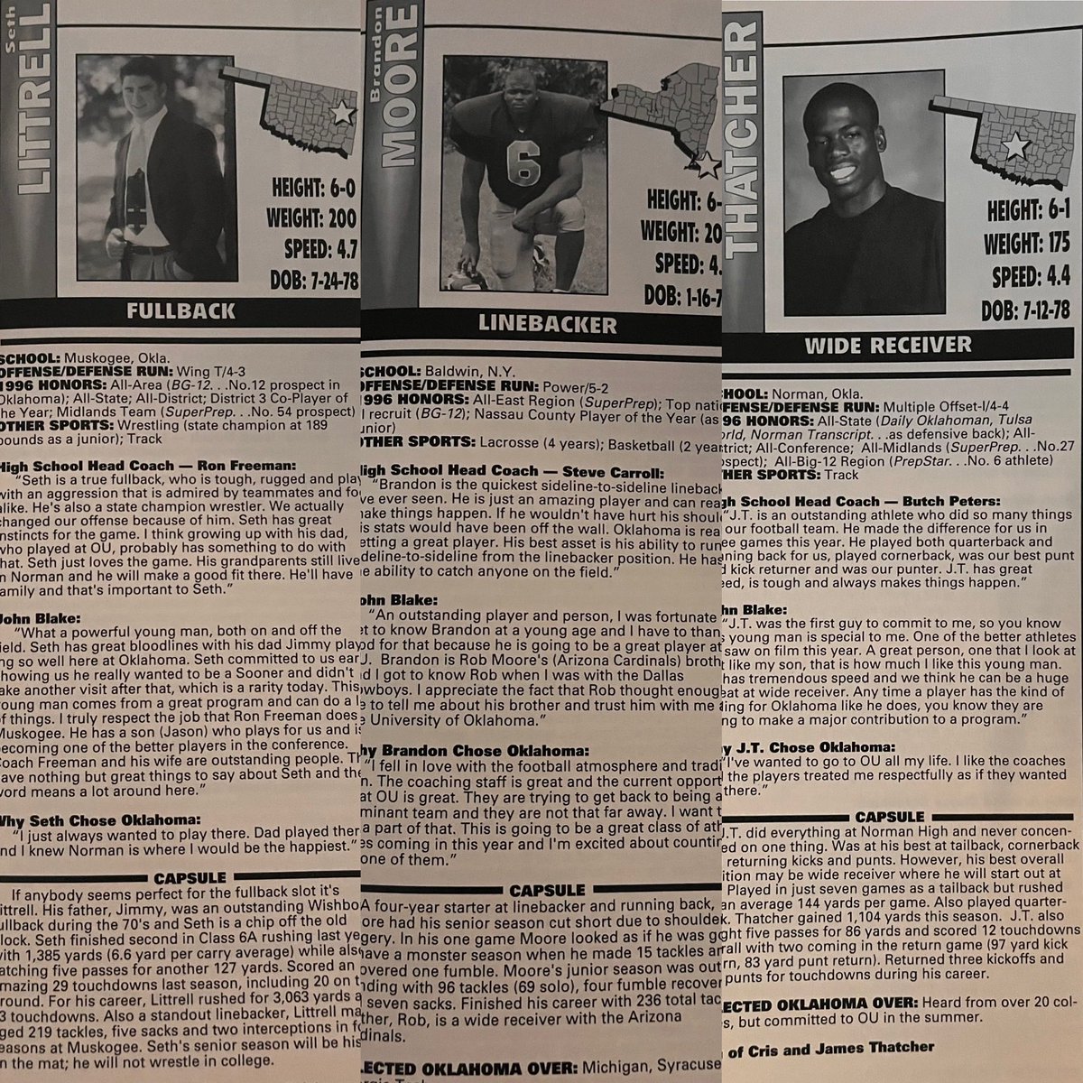 chris_lambakis's tweet photo. #Throwback 1997 Sooners Illustrated Recruiting Issue: @DBrightSW @CoachCallens @SethLittrell @madbacker56 @VarsityO @OU_Football @jhale24 @WallisMarsh @JRConrad64 @Tyler_McComas @Soonerorthodds @JWarwickINS @MPSallusti73 @MBrooks02 @BookerTFootball https://t.co/lWWdlhsD7C