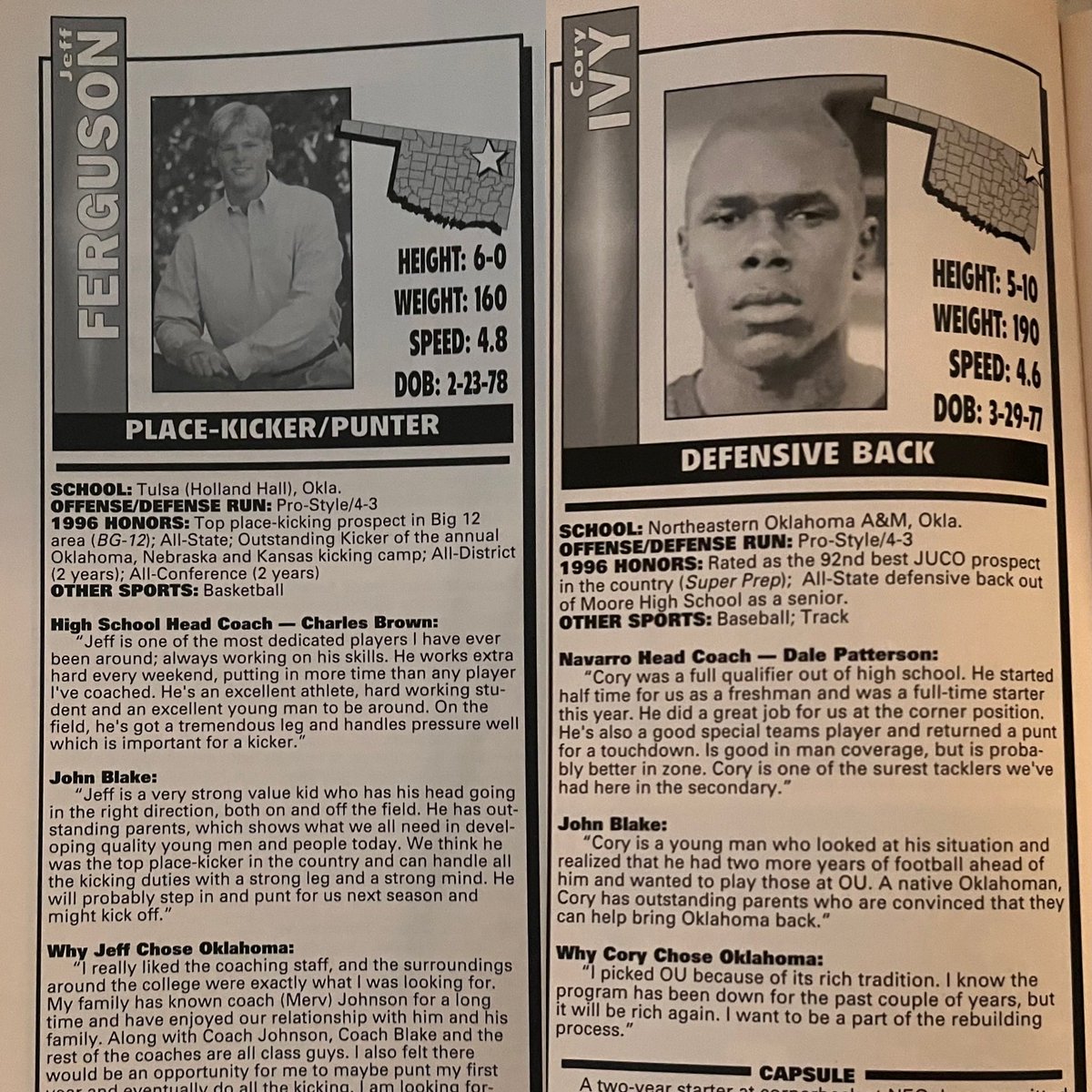 chris_lambakis's tweet photo. #Throwback 1997 Sooners Illustrated Recruiting Issue: @DBrightSW @CoachCallens @SethLittrell @madbacker56 @VarsityO @OU_Football @jhale24 @WallisMarsh @JRConrad64 @Tyler_McComas @Soonerorthodds @JWarwickINS @MPSallusti73 @MBrooks02 @BookerTFootball https://t.co/lWWdlhsD7C