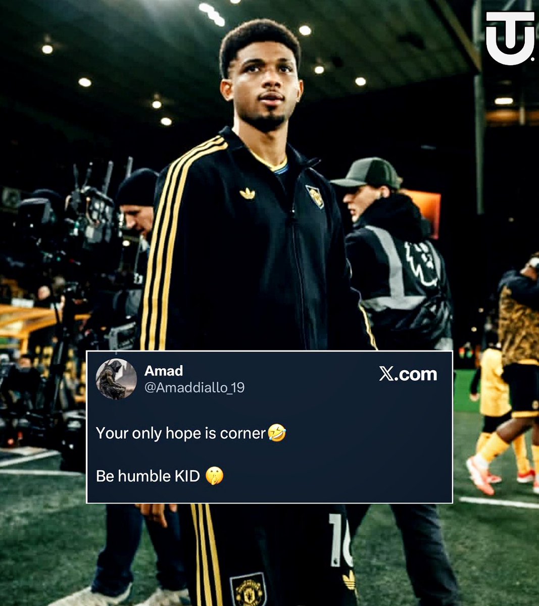 📲 Amad Diallo replying to an Arsenal fan:

"Your only hope is corner" 🤣❤️