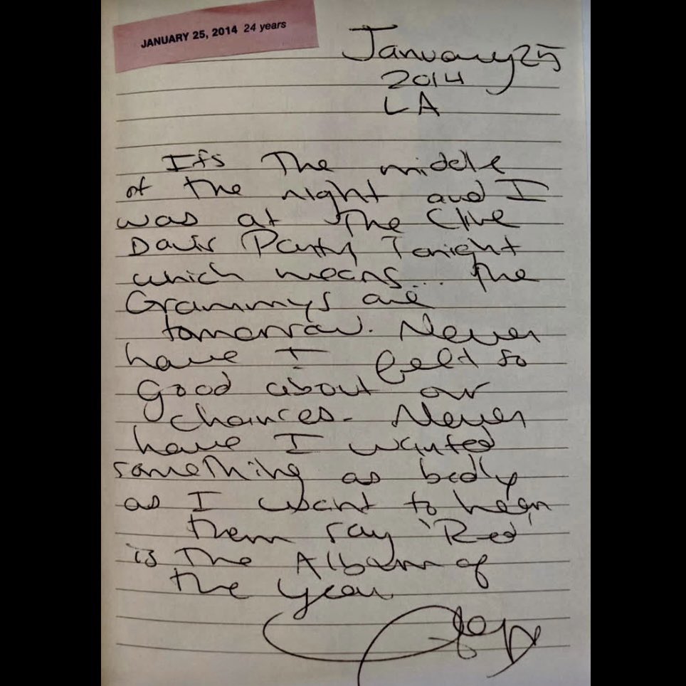 theTSupdates's tweet image. 🔙| 12 years ago today, Taylor Swift wrote to her diary:

“The #GRAMMYs are tomorrow. Never have I felt so good about our chances. Never have I wanted something as badly as I want them to say “Red” is the Album of The Year”