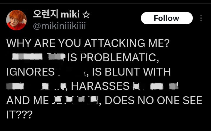 🚨BLOCK and REPORT under  TARGETED HARASSMENT  

DO NOT INTERACT 

x.com/mikiniiikiiii