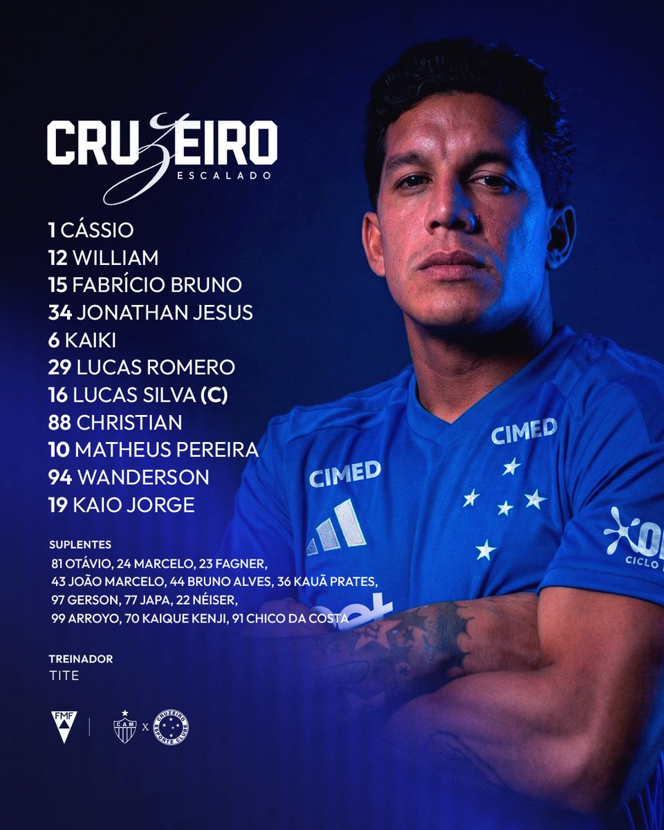 Cruzeiro's tweet image. 🦊📝 O Cruzeiro está escalado para enfrentar o Atlético-MG, pela quinta rodada do Campeonato Mineiro! VAMOS, CABULOSO!!

🔷 #CAMxCRU #GrandeCampeão