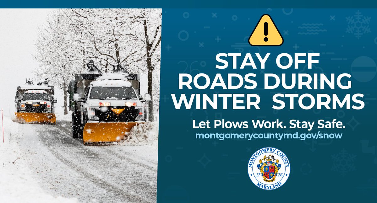 The winter storm will be with us through tonight with many places still impacted by snow and sleet. Please avoid travel if possible.
#respecttheplow
@mcdotnow
@readymontgomery
<a href="/mcpnews/">Montgomery County Department of Police</a>
@mcfrspio