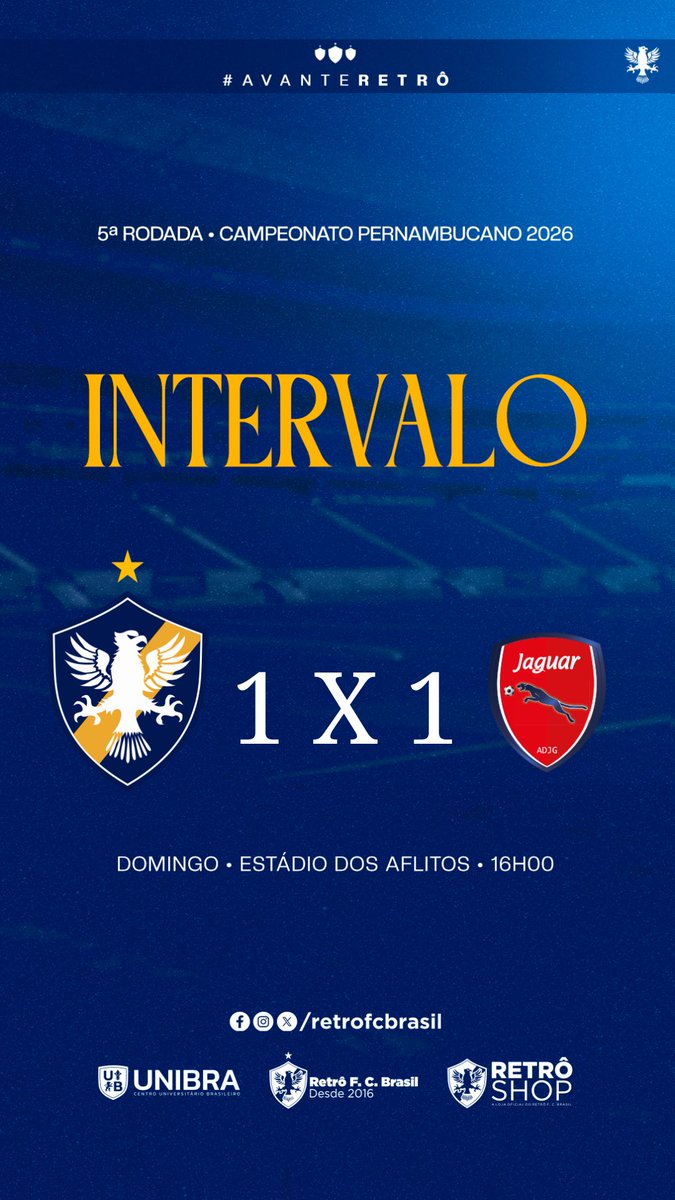 #Pernambucano | Fim do primeiro tempo. 

#AvanteRetrô