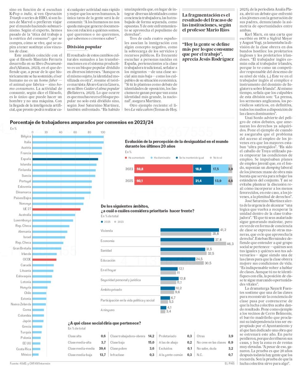"El sentimiento de pertenencia a la clase trabajadora está en crisis", lo q explica en parte la falta de brújula de la izquierda.

La clase obrera se ha dividido. El trabajo ha dejado de ser el eje que articulaba la identidad y la comunidad. El sentido de pertenencia se ha