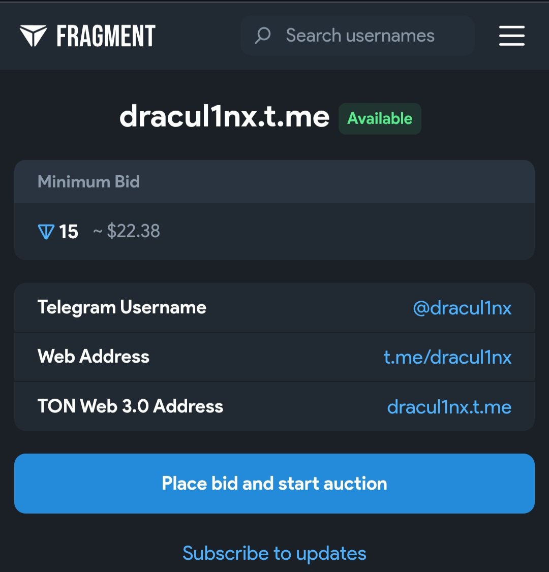 Collectionfts's tweet image. ¡UNA OPORTUNIDAD ÚNICA!
Consigue @dracul1nx, un nombre de usuario exclusivo!
Puja mínima: 15 $TONCOIN
¡No dejes que se escape!
fragment.com/username/dracu…
#NombreDeUsuarioTelegram #TONCOIN #telegram