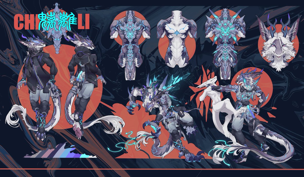 Rhythm_Lore's tweet image. 魑缡的设计实在还是太过于惊艳，想要再次分享一下
他也是我世界观下故事和性格最复杂的一位了，他的经历是撬动灵龙发展的一个关键的齿轮，而他与云落之间的故事，则像是双城之战里面的爆爆和奥维来一样，说不清的条理