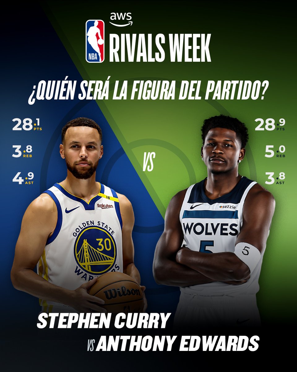 NBAMEX's tweet image. ¡Duelazo en la #RivalsWeek! 😍🔥

Stephen Curry 🆚 Anthony Edwards

¿Quién hará más puntos hoy?