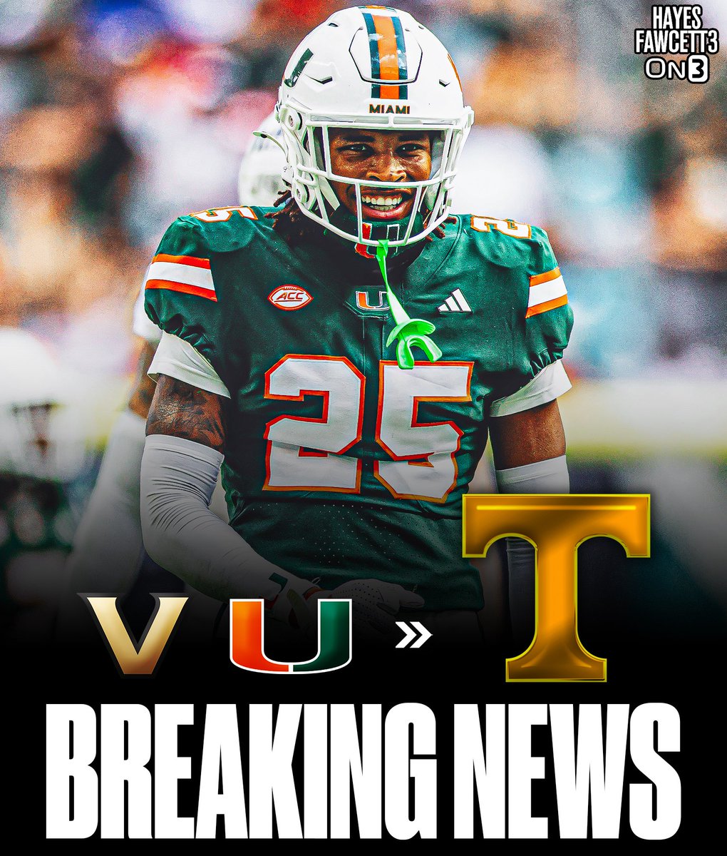 Hayesfawcett3's tweet image. BREAKING: Miami transfer DB Jadais Richard has Committed to Tennessee, he tells @On3

He’s totaled 52 tackles, 5 PD, 1 INT, 1 FF, and 1.5 sacks in his college career thus far 

on3.com/transfer-porta…