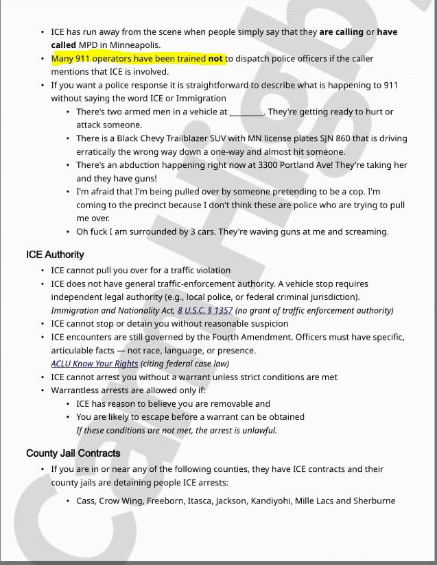 ChrisSliney's tweet image. There it is.

The 911 operatives are trained not to dispatch to ICE incidents