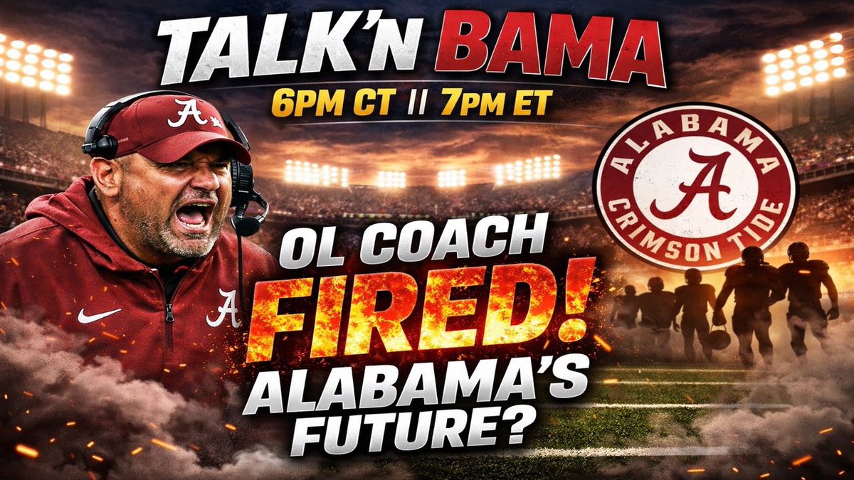 🎙 Talk’N Bama goes LIVE tonight
⏰ 6PM CT | 7PM ET

Host: JT
Panel: Herb &amp; Domo

📺 YouTube Channel: rolltide_nation ( youtube.com/live/c2ywykov6… )
We’re breaking down what happened, why it happened, and where Bama goes from here 🐘🏈
#RollTide #AlabamaFootball #CollegeFootball
