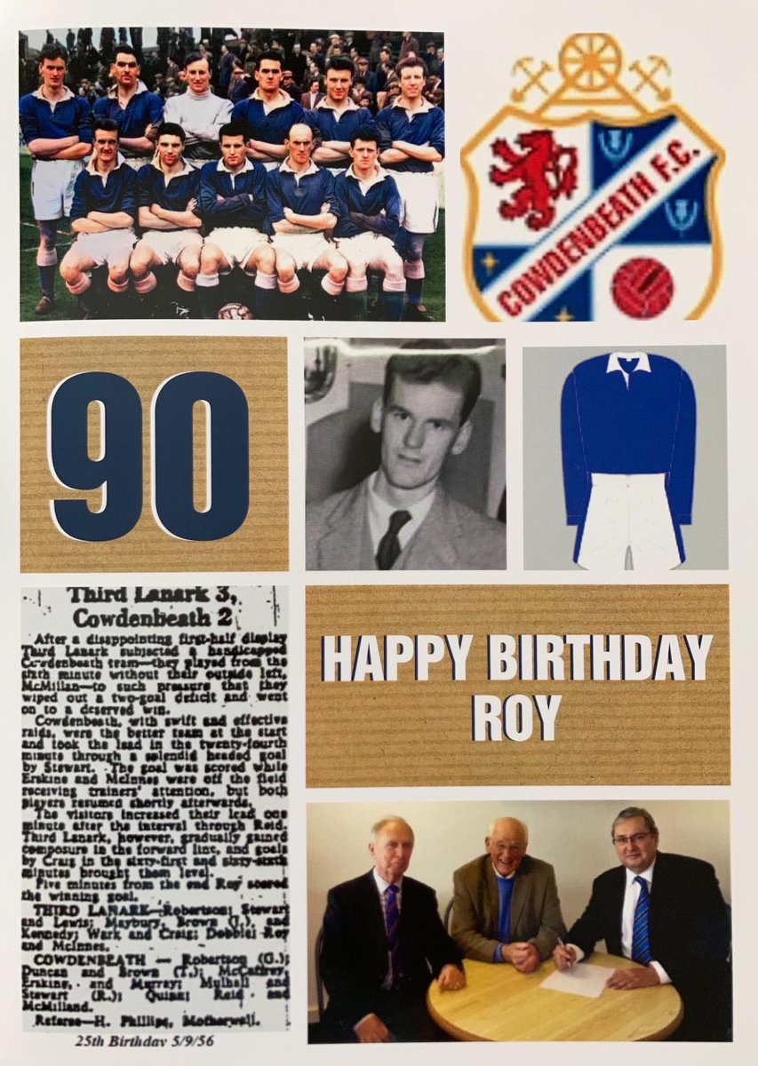 CowdenbeathFC's tweet image. 𝐑𝐎𝐘 𝐄𝐑𝐒𝐊𝐈𝐍𝐄

Everyone connected with Cowdenbeath FC was deeply sorry and saddened to learn of the passing of our former player Roy Erskine on 19th January 2026. Roy was aged 94 and our condolences go out to all the family. Pictured is a copy of the birthday card the…