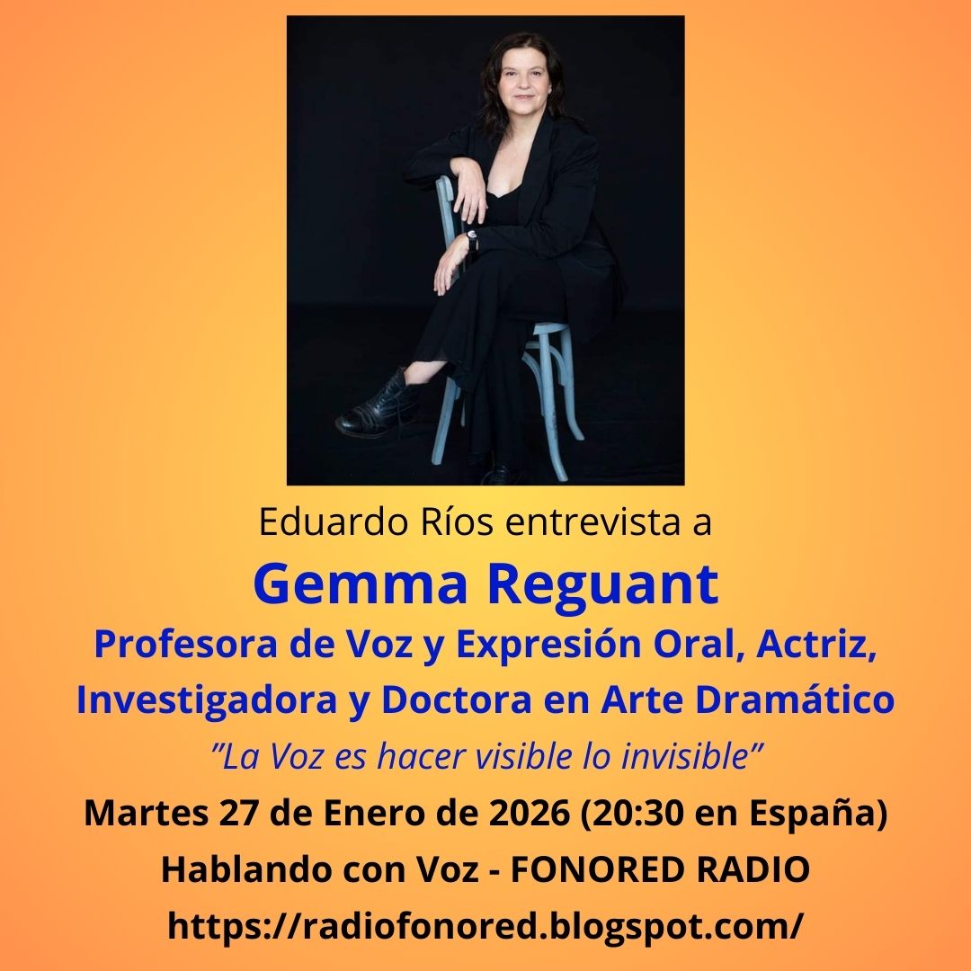 riosarcas's tweet photo. Nueva temporada con una entrevista a Gemma Reguant, profesora de voz y expresión oral, actriz, investigadora y doctora en arte dramático.  Un espacio para descubrir la fuerza, la verdad y la presencia que habitan en la voz
No te la pierdas 27 de enero a las 20:30h Fonored Radio https://t.co/hVUZZgLeDi