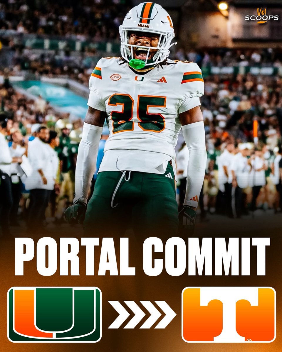 VolScoops's tweet image. BREAKING: Miami transfer DB Jadais Richard has COMMITTED to Tennessee!🍊

Richard has totaled 52 tackles, 5 PD, 1 INT, 1 FF, and 1.5 sacks in his career so far 

One year of eligibility remaining 

NICE ADDITION FOR THE VOLS 🔥