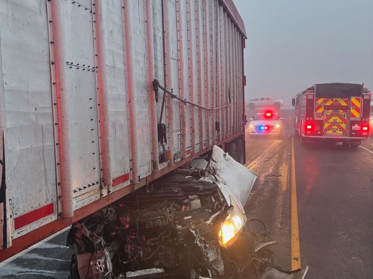 This is an example of why it’s so important to drive with caution in the fog. 🌫️ ⚠️ 

Per Tracy Firefighters:

“At approx. 7:00 a.m., Tracy Fire crews responded to a vehicle collision at Koster Rd. &amp; Vernalis Rd. involving a passenger vehicle and a semi-truck.

Firefighters