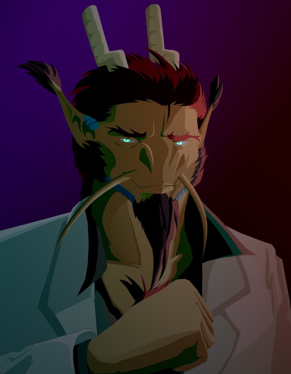 "I've done things I'm not proud of. I'm not the saint one here. To be honest, nobody in my world is saint. All what are we doing - trying to survive in endless competition with each other."

Goro just recieved another one order from patriarch.

#anthro #dragon #digital #headshot