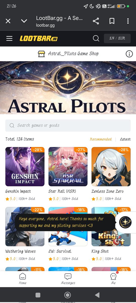 Heyy! If you ever top-up for Genshin / HSR / WuWa, you can use my LootBar link!💫
It helps support Astral Pilots so I can keep doing giveaways, discounts &amp; fast services!
 
lootbar.gg/a/JmPF0u

Thank you for supporting me, it means a lot 🩷
#GenshinImpact #hsrtwt #genshintwt