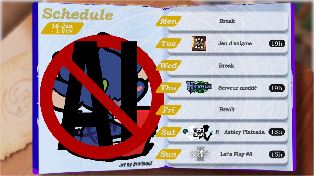 Le planning de la semaine 
(Nonnn ! C'est bien vrai ! Il est en avance sur la publication 😱 )

On se retrouvera en collab avec <a href="/AshleyPlateada/">Ashley Plateada 🐉</a> Samedi 31 🥰