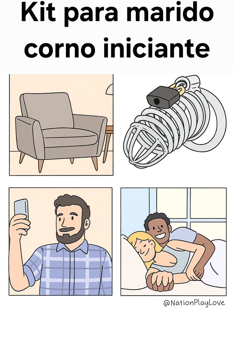 É disso que todo corninho precisa pra iniciar a realização da sua fantasia...
Uma poltrona pra assistir, um celular para registrar e um cinto de castidade para não gozar antes da hora.
Punheta, só depois de limpar a bucetinha sua hotwife cheia de porra do macho! 🤘🏻♠️🍆💦🐣🔐