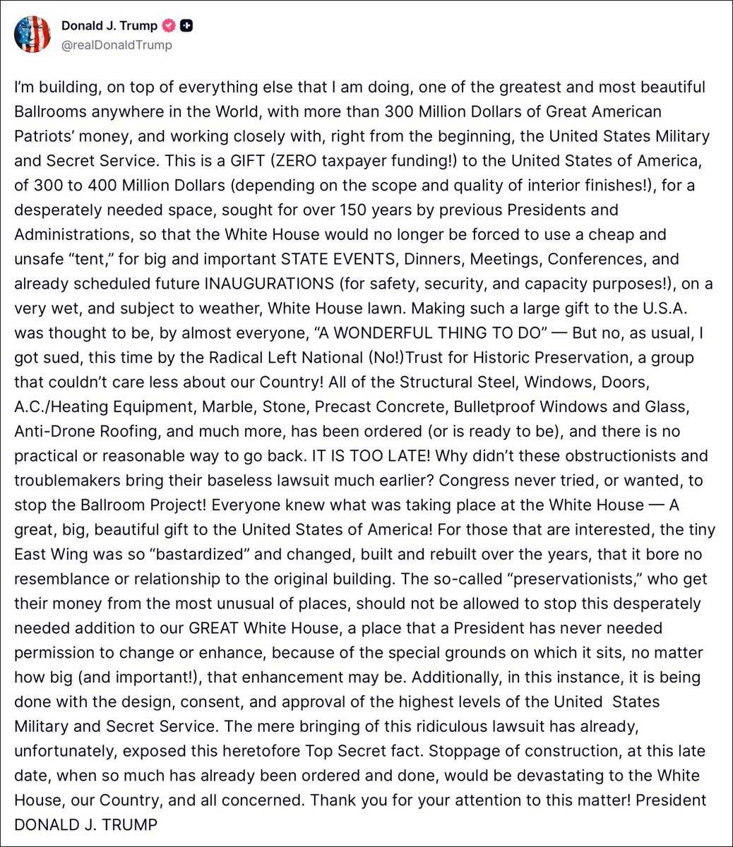 Multiple Americans have been murdered in cold blood by ICE, sparking national protests. Over half of the country is suffering extreme weather. 

And the “President” is talking about a gotdamn ballroom?!