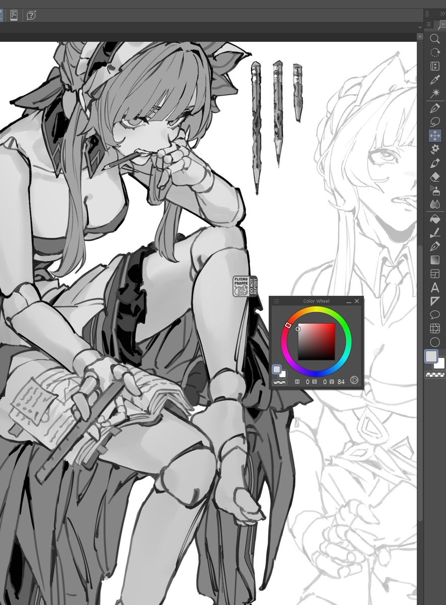 flying_frappe's tweet image. the concept of Sandrone being a stress pencil biter... #GenshinImpact