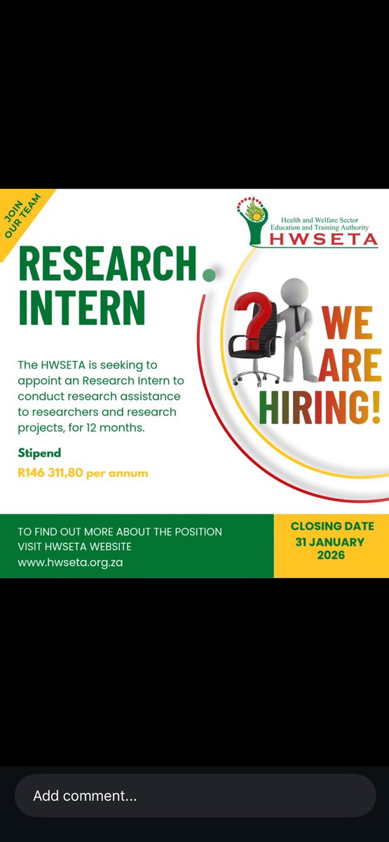 rsacareerhelp's tweet photo. Check out these positions: Research Intern and Monitoring and Evaluation Intern. To apply, please visit our website at https://t.co/IrR3EFDFKR. The closing date is January 31, 2026. #dhet #cds #khetha #opportunities #internships https://t.co/YeMOioWjNQ