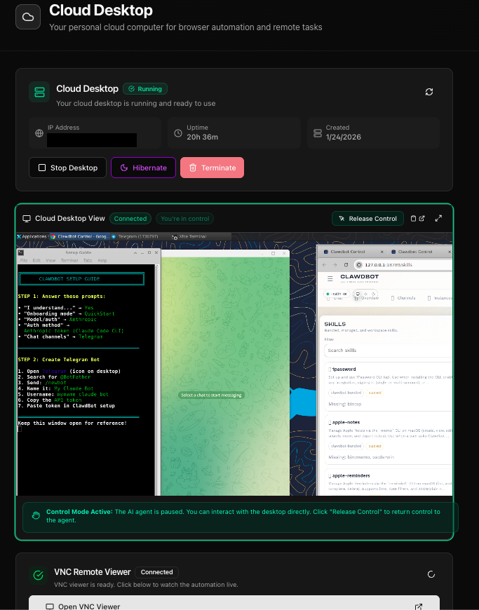 jonathanhawkins's tweet photo. Been working on building an AI agents for the past year, learning how to glue all these services together to create an AI Chief of Staff for your game studio.

After seeing ClawdBot with many awesome ideas, I had to stop everything and get it integrated right away. 

Was already working on infrastructure to do remote VNC work through Claude Code so I created a Ubuntu Linux build with Claude, Clawd Bot and Telegram installed.

Still lot of work to clean up!

https://t.co/JAKBzEYbIy - $29 a month

Please let me know if you run into any problems or need help! DM's open.