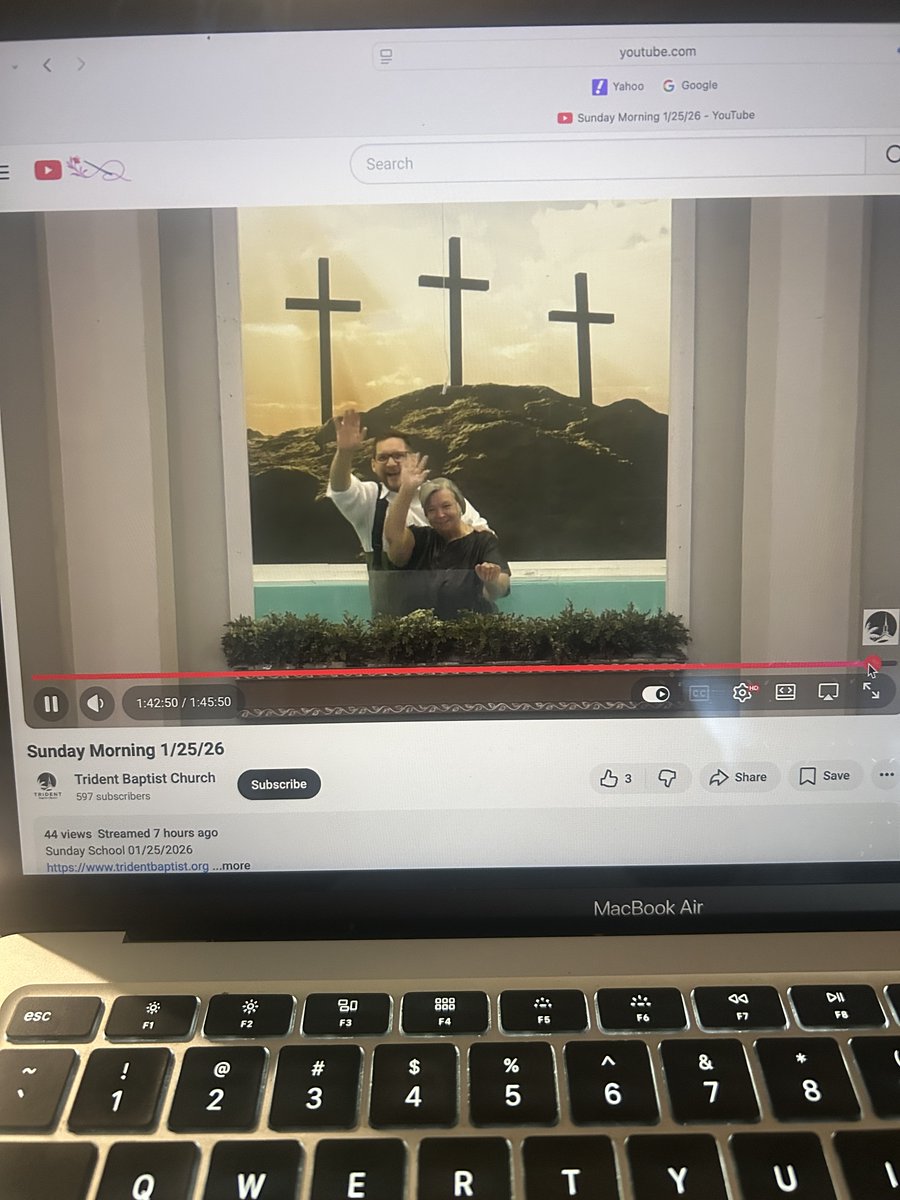 Older pastors should whoop it up when younger pastors get the job done! I was so blessed to see the pastor of Trident Baptist in Goose Creek, SC (where we spent 5.5 years) baptize 3 adults today! Love it X3!!! On a stormy Sunday, no less! <a href="/PastorMTharp/">Matthew Tharp</a>