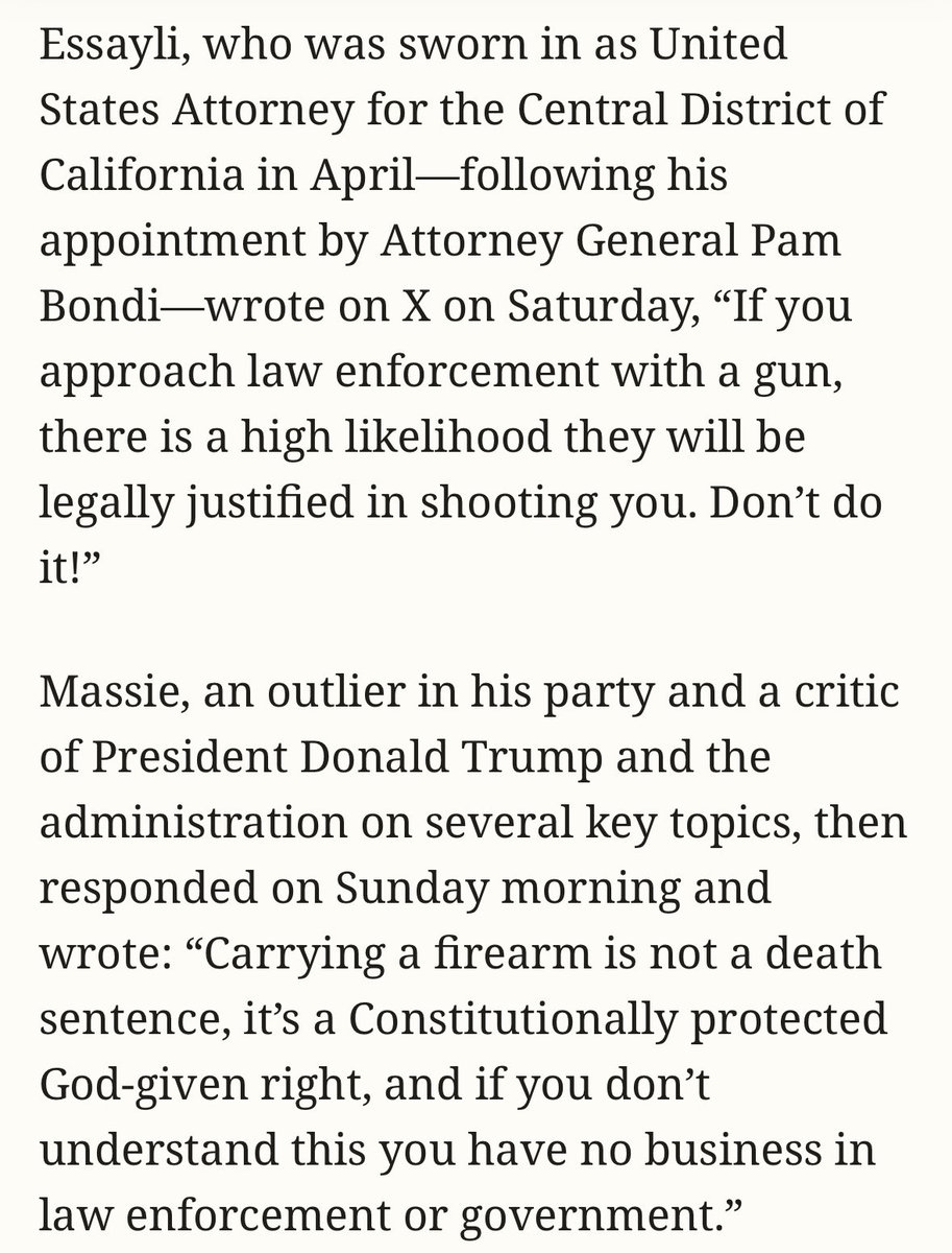 RepThomasMassie's tweet image. Carrying a firearm is not a death sentence, it’s a Constitutionally protected God-given right.

newsweek.com/thomas-massie-…