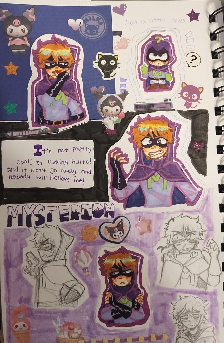 MysteryAndChaos's tweet photo. Mysterion...😈 I've been waiting to get to him for his own page... Guess who's next 😸‼️⚡
#sptwt #spmysterion #mysterion #mysterionfanart #spfanart #spfandom #kennymccormick (yes he's in the bottom right..out of costume..) #spkenny #kennysp https://t.co/7Uk6UOCQDi