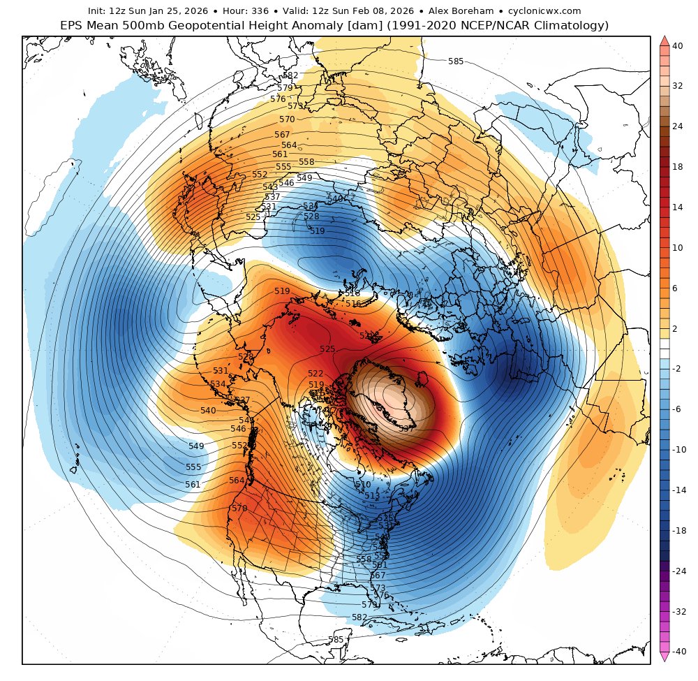 oliverek7's tweet image. Crikey what a signal for Greenland heights from the EPS 12z. 14 days away mind... but something to keep watching. #ukweather