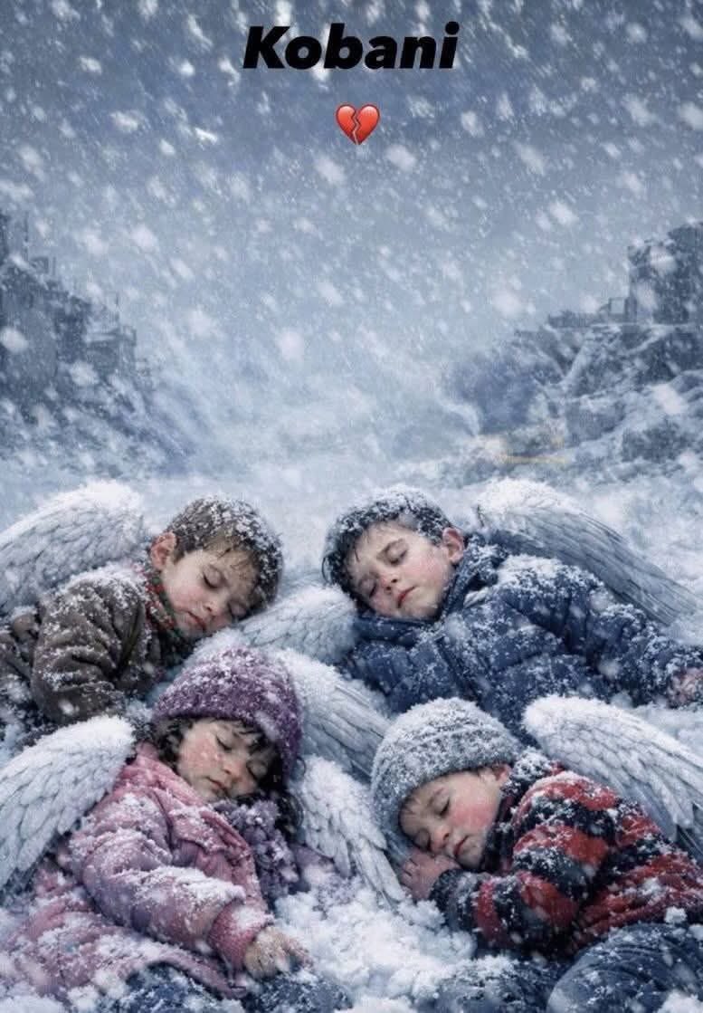 Mustafa_65ergul's tweet photo. Kuşatma altındaki Kobanê de çocuklar donarak ölüyor, sessiz kalmayalım, unutmayalım ki sessizlik tarafsızlık değil suç ortaklığıdır.!

Çocukların donarak şiddet görerek katledildiği zalim bir düzeni kabul etmiyorum.
#Kobani #Rojava #Sessizkalma https://t.co/w3JxZVBOMs