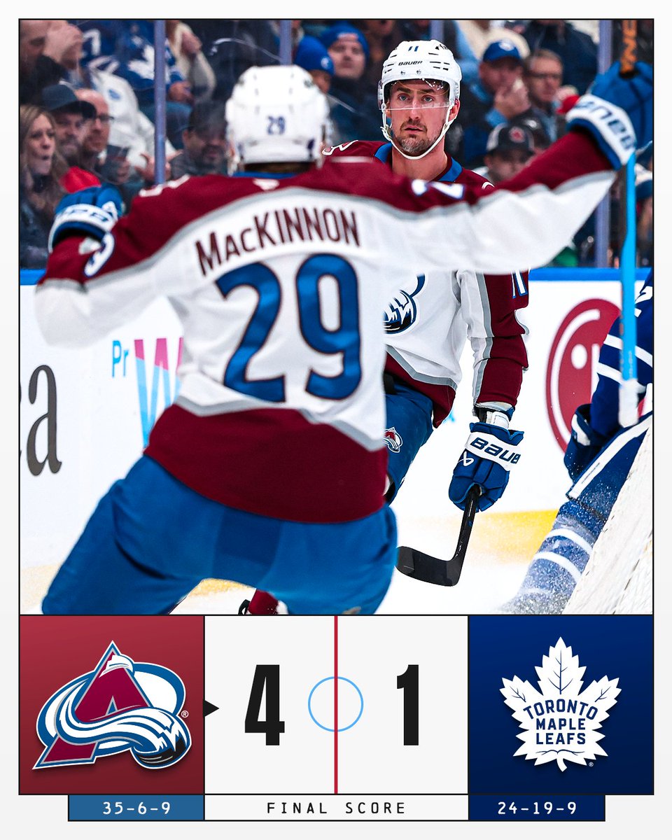 NHL's tweet image. The @Avalanche take care of business on the road! 🏔️