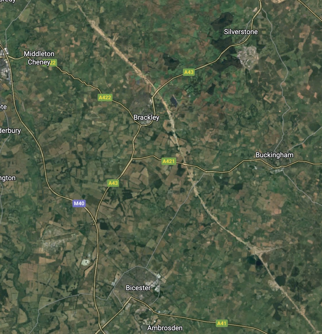 Is this new on Google Maps? The thin dirty line of HS2.