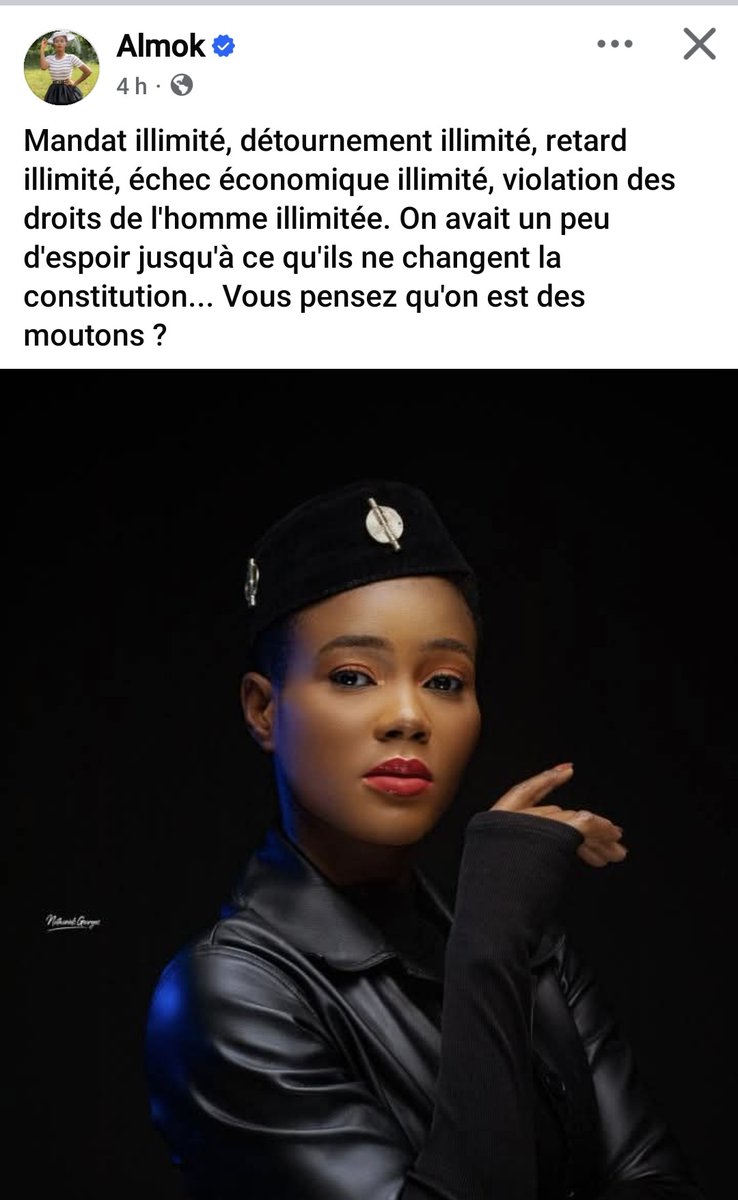 DanielAbou25103's tweet photo. 🇧🇯 À mes frères béninois qui parlent politique ici : Almok multiplie les prises les posts contre Faure. On sait comment ça finit. Je nous demande de RT ou de poster avec #ProtégerAlmok pour que ça circule et que tout le monde voie.
Internet peut la sauver. Faisons tourner. https://t.co/4IZKVb74lb