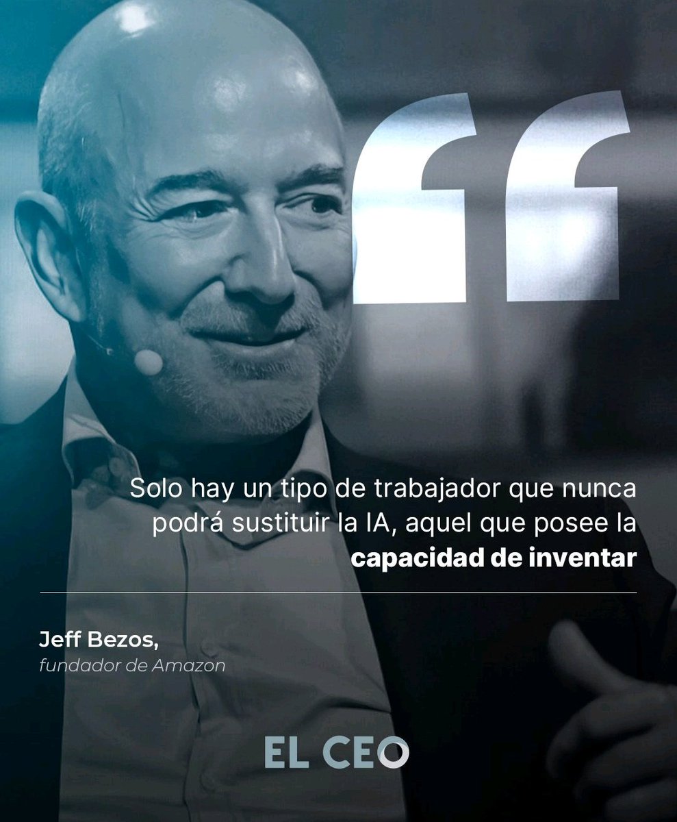 Jeff Bezos fue claro en la Italian Tech Week: la IA automatizará tareas, pero la curiosidad humana es insustituible.
​La clave no es competir con el algoritmo, sino potenciar la capacidad de imaginar soluciones donde otros solo ven problemas.
Vía: EL CEO

​#IA #JeffBezos