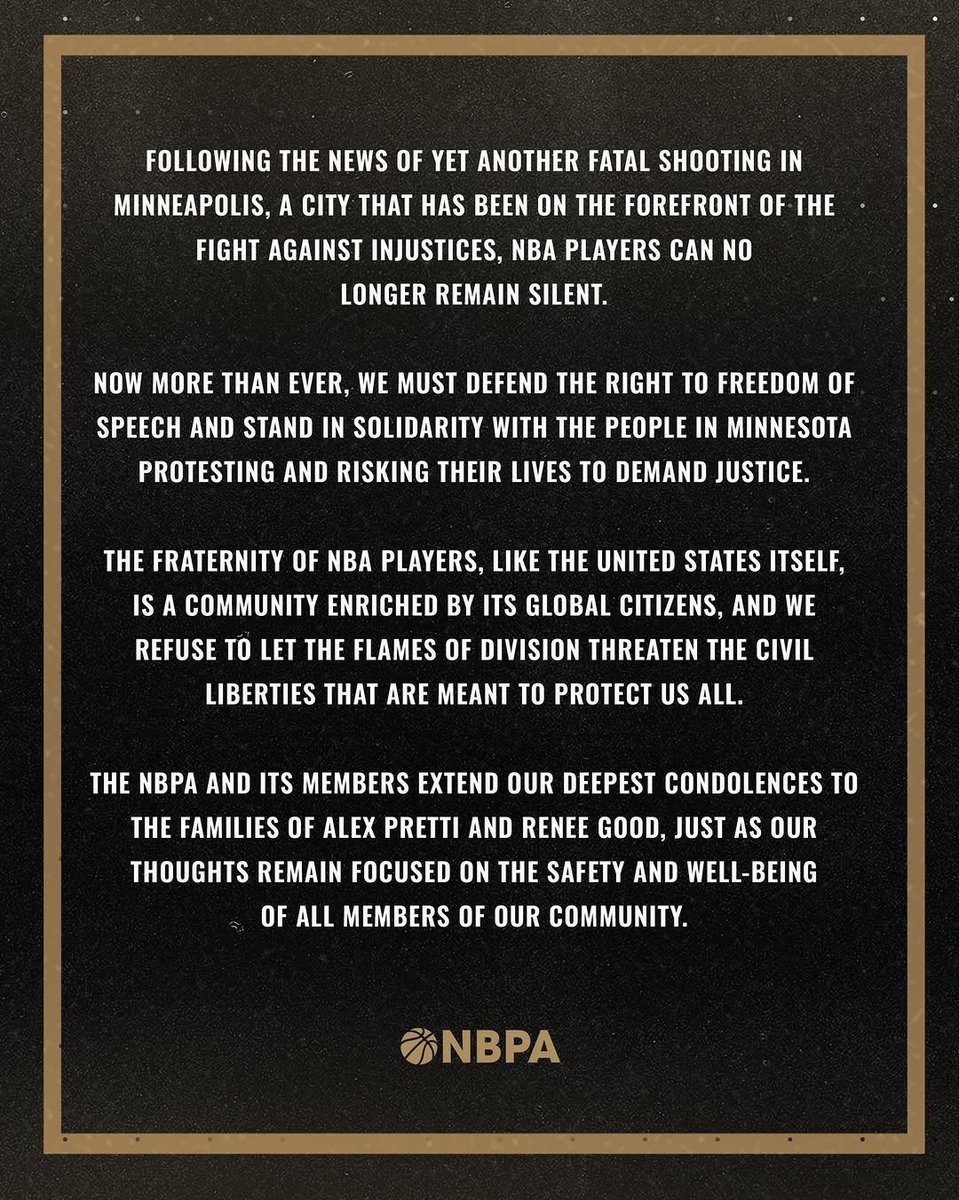 Phil_Lewis_'s tweet image. The National Basketball Players Association has released a statement on the killings in Minneapolis: 

“Following the news of yet another fatal shooting in Minneapolis, a city that has been on the forefront of fight against injustices, NBA players can no longer remain silent”