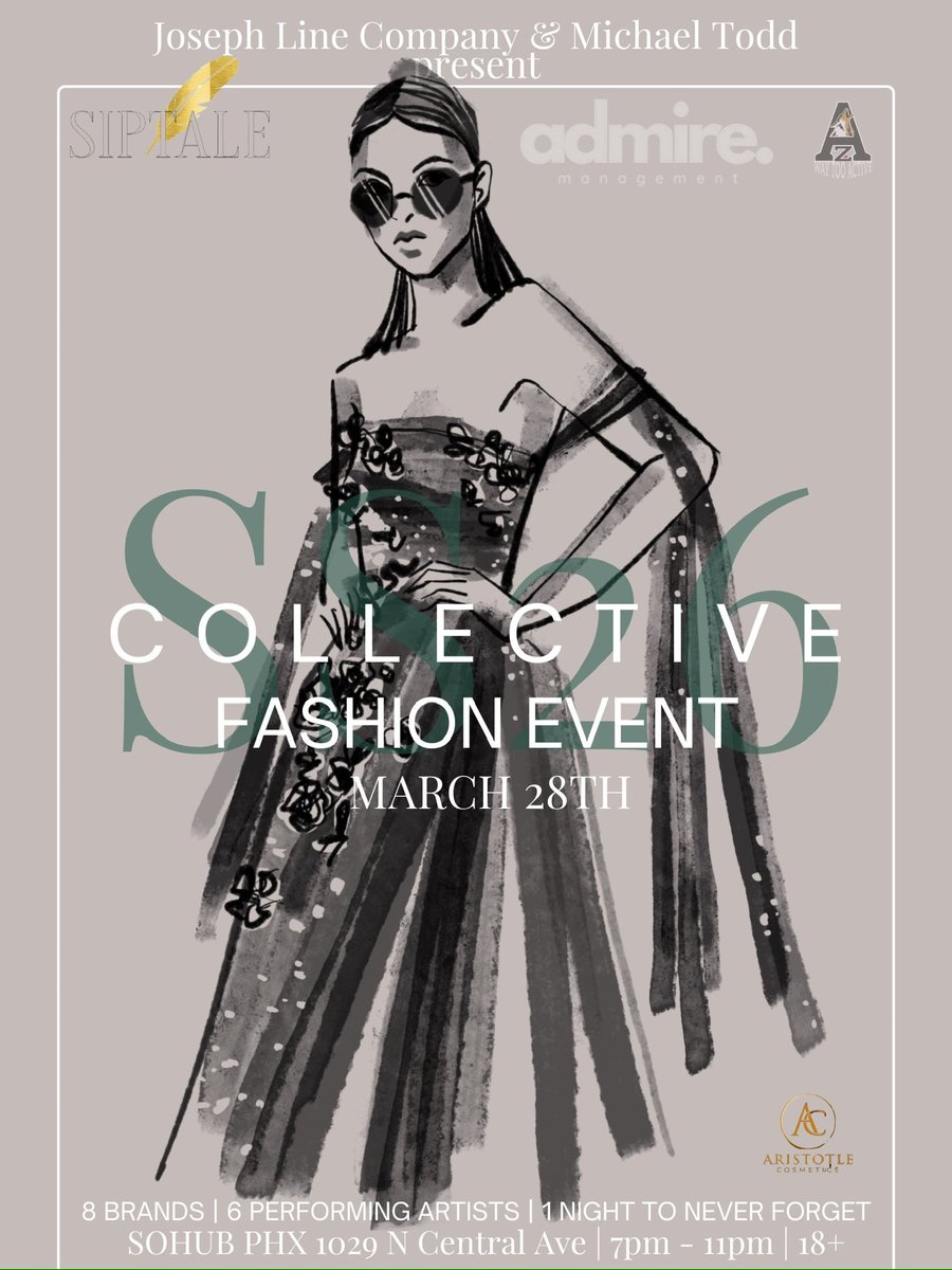 Huge shoutout and thank you to our Sponsors of the SS26 Collective ! 

<a href="/siptale/">SipTale Cocktails</a> @aristotlecosmetics @admiremanagement &amp; <a href="/AZWAYTOOACTIVE/">AZWAYTOOACTIVE</a> 

This is one for the books.  

Get your tickets now and use code EARRLLYYBIRD for your discount admission 

Simpletix.JosephLine.com