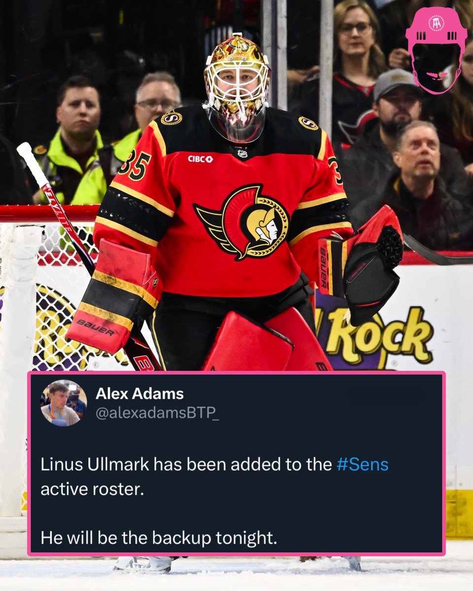 Linus Ullmark has been added back to the Senators line up.