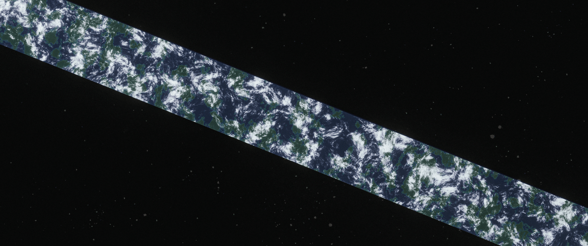 Exactly half of its surface is covered in water. The remaining open land area totals 291 billion square kilometers, equivalent to roughly 571 Earth surfaces (water included) or 4.8 times the "surface" area of Jupiter worth of habitable land.