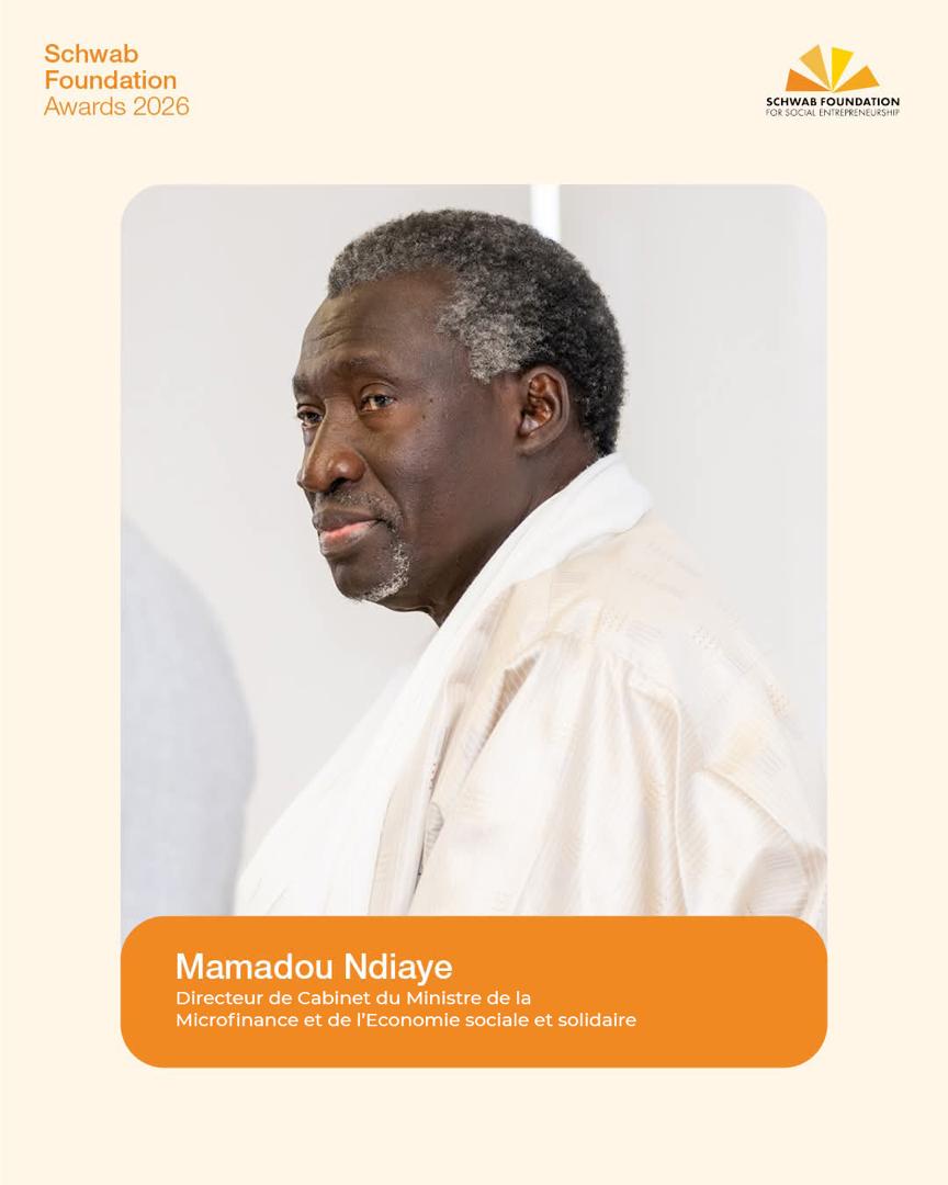 Le <a href="/MMESS_Officiel/">Ministère de la Microfinance, de l’ESS-SN</a> salue avec une immense fierté la nomination de Mamadou Ndiaye, Directeur de Cabinet du Ministère, au prestigieux titre de Public Social Innovator of the Year, décerné par la <a href="/schwabfound/">Schwab Foundation for Social Entrepreneurship</a> en partenariat avec le Forum économique mondial

bit.ly/49CZOAU