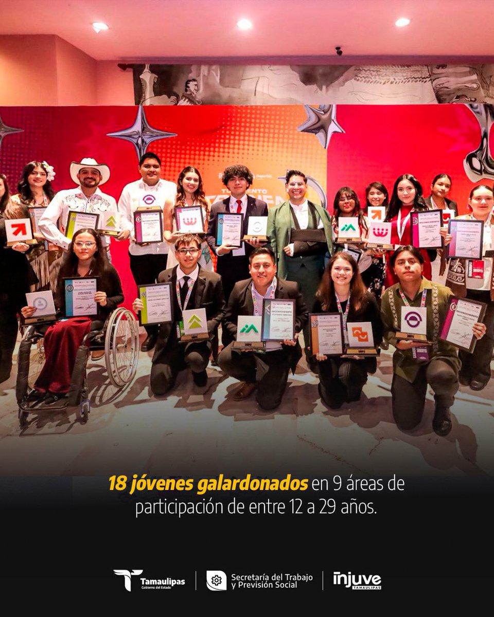 En el Premio Estatal de la Juventud reconocemos a 18 jóvenes galardonados que, a través de su talento, esfuerzo y compromiso, destacan en 9 áreas de participación, fortaleciendo el desarrollo integral de Tamaulipas.

#injuvetamps #elinjuveerestú #tamaulipassetransforma