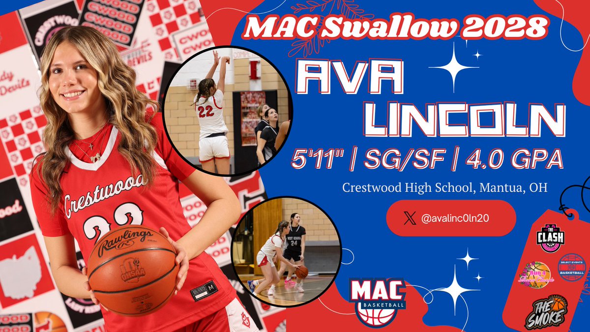 This week's player spotlight is #20, Ava Lincoln. Ava is a sophomore at Crestwood High School and this will be her first season with Mac Swallow. We are excited to have her and looking forward to seeing her on the court! #macproud <a href="/avalinc0ln20/">Ava Lincoln</a> <a href="/Red_Devils_GBB/">Crestwood Girls Basketball</a> <a href="/MacBasketballUA/">Mac Basketball</a>