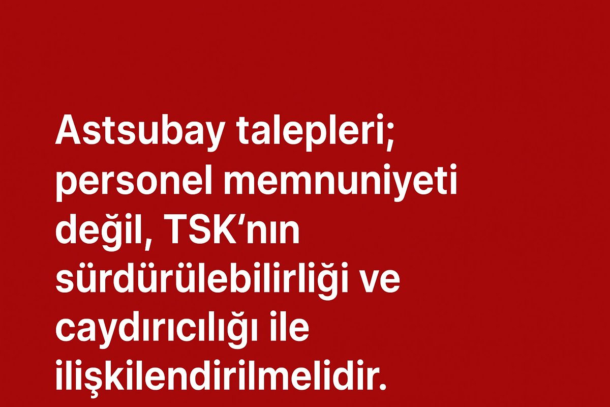 KAZUBAY86's tweet photo. Astsubayların statü, özlük ve mali haklarının düzenlenmesi; hak ve görev dengesinin tesisi, kurumsal adaletin sağlanması, motivasyon, disiplin ve verimliliğin korunması, nitelikli personelin sistemde tutulması, millî savunma kapasitesinin güçlendirilmesi için bir zorunluluktur. https://t.co/a0qTFohlgZ
