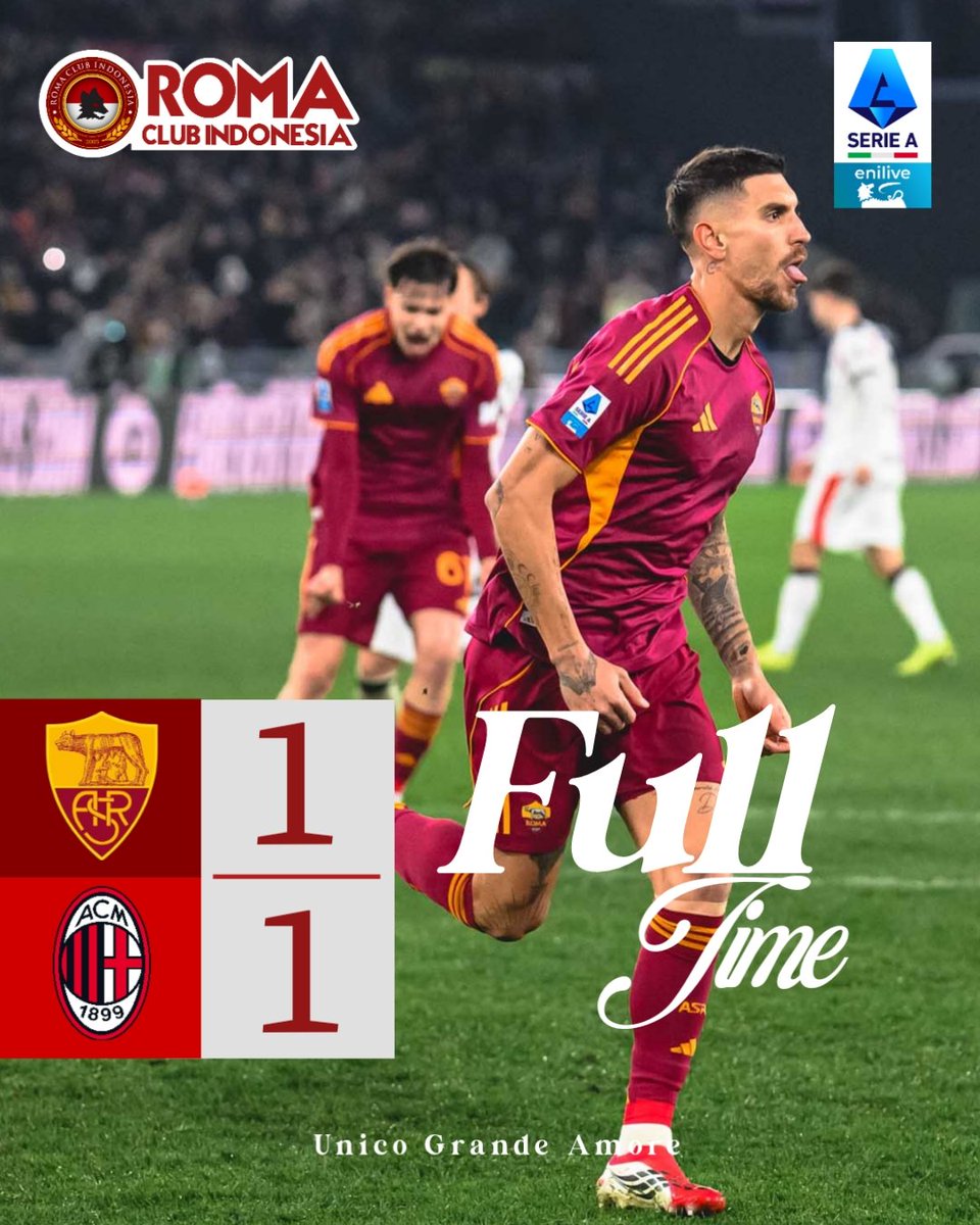 Full-time
AS Roma 1 - 1 AC Milan

.
.

#romamilan
#romaclubindonesia
#unicograndeamore
