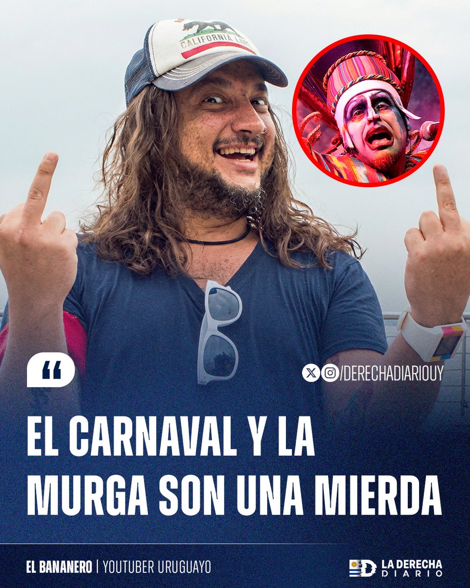 DerechaDiarioUY's tweet photo. 🇺🇾 | BASADO: El mejor youtuber de la historia, el Bananero, dijo que le ofrecieron participar en el carnaval y en una murga y rechazó inmediatamente porque son "una mierda". https://t.co/ysczjQmjDs