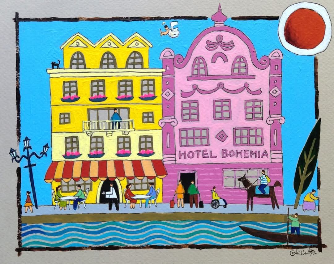 奥村ユズル　水彩画原画　エーゲ海のプチホテル 奥村ユズル 水彩画原画 エーゲ海のプチホテル 絵画