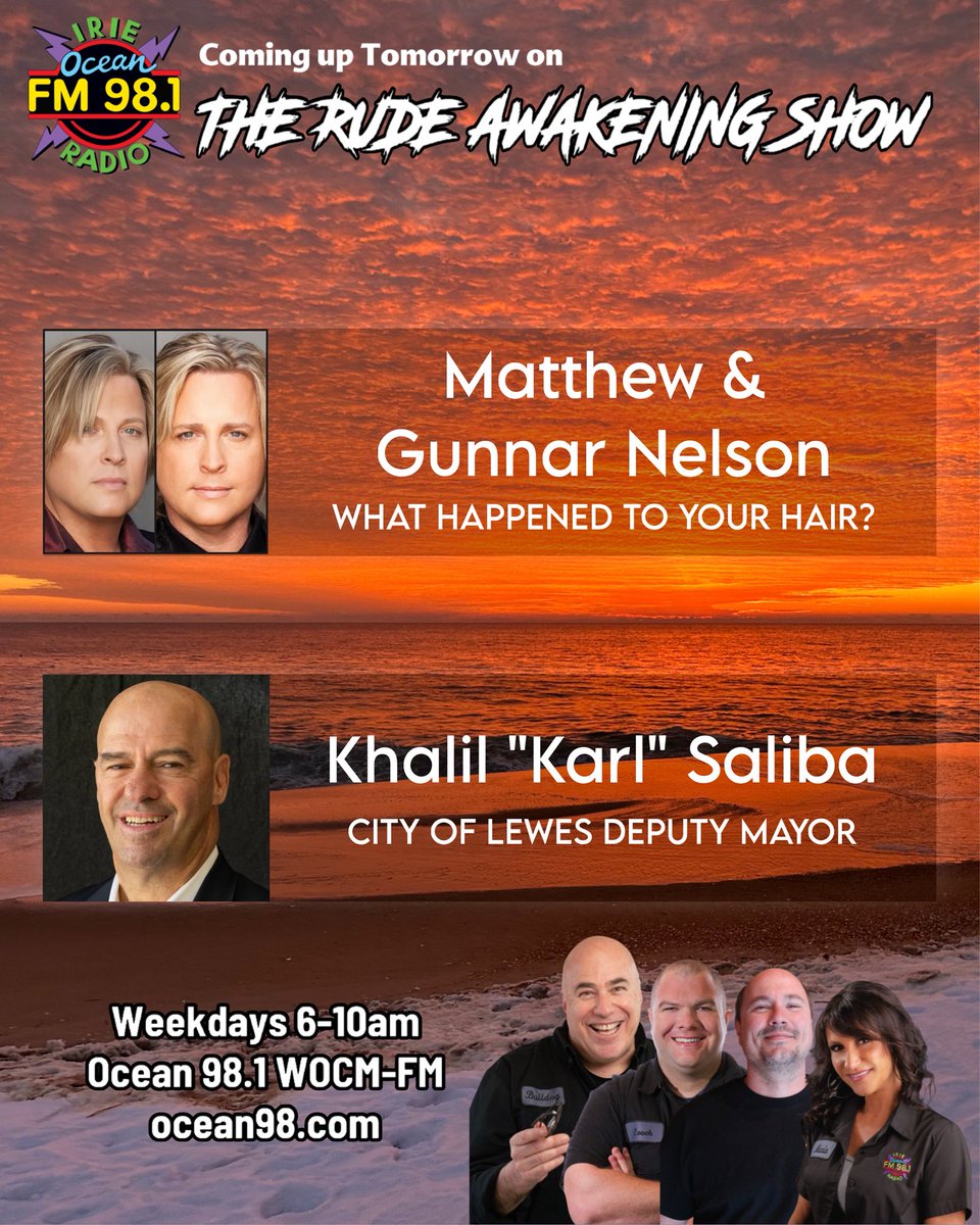 Coming up tomorrow morning! ocean98.com #ocean98 #ocmd #bulldogsrudeawakeningshow #voiceofthecommunity #thankyouforlistening