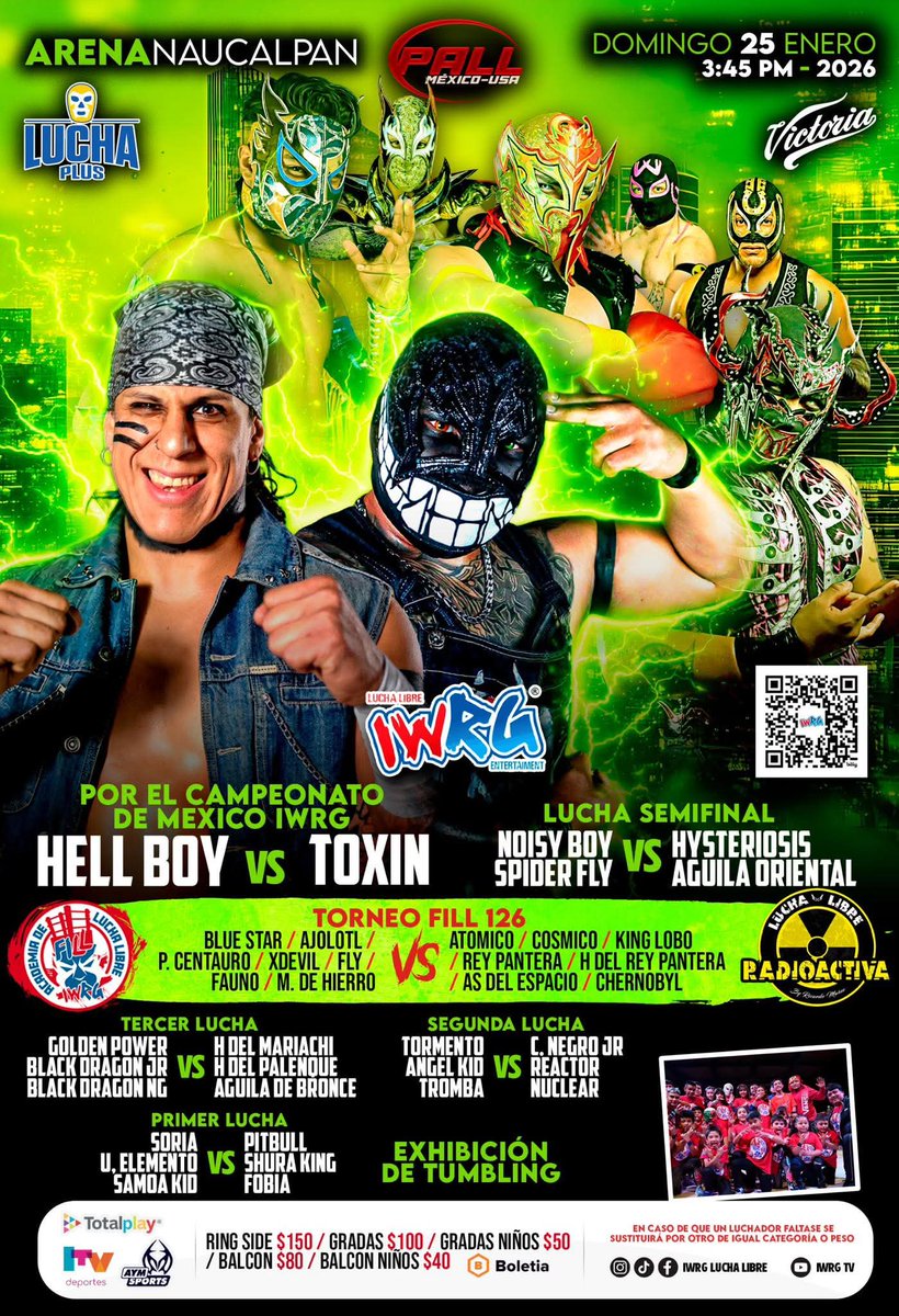 LUCHALIBREIWRG's tweet image. Hoy en vivo por nuestro Canal de Youtube 
youtube.com/live/AGjWrS6W9…
@Toxin_TheViper @SpiderflyL @Ajolotlwrestler @iluchalibre @LaTijeraLucha @LuchaCentralCom #iwrg #LuchaLibre #luchalibremexicana